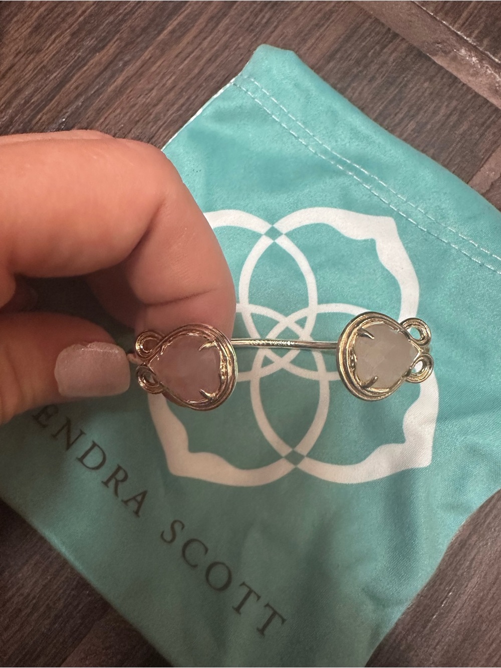 Kendra Scott Andy cuff in rose quartz and gold